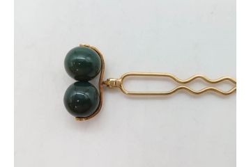 翡翠　K18 金　落ち着いた色合いが品のある雰囲気を醸し出す簪(ヒスイ、かんざし、和装小物、髪飾り、アクセサリー)(R-075911)