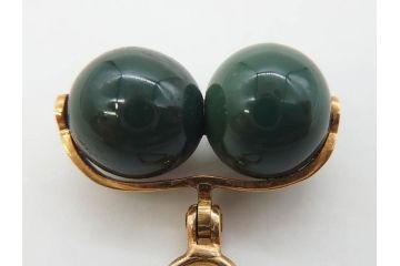 翡翠　K18 金　落ち着いた色合いが品のある雰囲気を醸し出す簪(ヒスイ、かんざし、和装小物、髪飾り、アクセサリー)(R-075911)