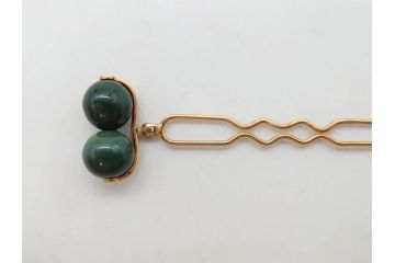 翡翠　K18 金　落ち着いた色合いが品のある雰囲気を醸し出す簪(ヒスイ、かんざし、和装小物、髪飾り、アクセサリー)(R-075911)