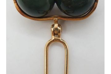 翡翠　K18 金　落ち着いた色合いが品のある雰囲気を醸し出す簪(ヒスイ、かんざし、和装小物、髪飾り、アクセサリー)(R-075911)