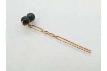 翡翠　K18 金　落ち着いた色合いが品のある雰囲気を醸し出す簪(ヒスイ、かんざし、和装小物、髪飾り、アクセサリー)(R-075911)