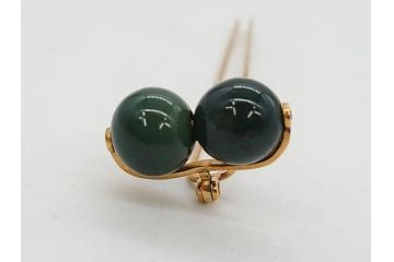 翡翠　K18 金　落ち着いた色合いが品のある雰囲気を醸し出す簪(ヒスイ、かんざし、和装小物、髪飾り、アクセサリー)(R-075911)