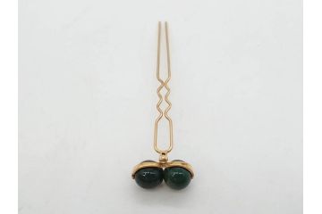 翡翠　K18 金　落ち着いた色合いが品のある雰囲気を醸し出す簪(ヒスイ、かんざし、和装小物、髪飾り、アクセサリー)(R-075911)