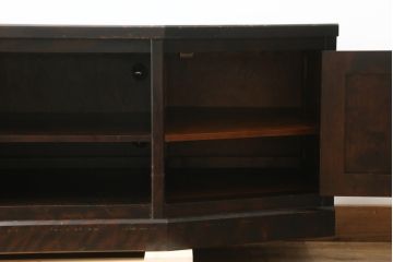 中古　北海道民芸家具　落ち着いた色味で和モダンスタイルにぴったりなテレビボード(テレビ台、ローボード、リビングボード、収納棚、戸棚)(R-075916)