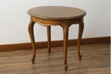中古　DREXEL HERITAGE(ドレクセルヘリテイジ)　CHERBOURG(シェルブール)　猫脚のデザインがお洒落な格納テーブル付きサイドテーブル(コーヒーテーブル、ナイトテーブル、花台、飾り台)(R-075923)