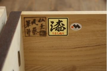 中古　美品　欅産業　漆塗り　仙台民芸箪笥(仙台箪笥)　KC-18　力強い杢目が目を引く中型車箪笥(小箪笥、収納タンス、チェスト、引き出し)(R-075931)