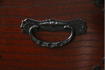 中古　美品　欅産業　漆塗り　仙台民芸箪笥(仙台箪笥)　KC-18　力強い杢目が目を引く中型車箪笥(小箪笥、収納タンス、チェスト、引き出し)(R-075931)