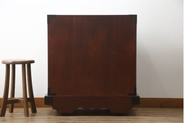 中古　美品　欅産業　漆塗り　仙台民芸箪笥(仙台箪笥)　KC-18　力強い杢目が目を引く中型車箪笥(小箪笥、収納タンス、チェスト、引き出し)(R-075931)