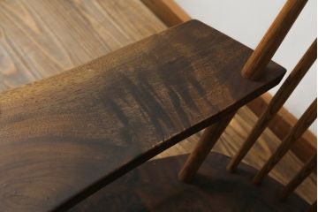 和製ヴィンテージ　小田急ハルク購入　ジョージナカシマ　LOUNGE ARM(ラウンジアーム)　One Arm(ワンアーム、片肘)　CN103　モダンに洗練された右アーム付きラウンジチェア(ジョージ・ナカシマ、アームチェア、イス、椅子、板座チェア、ビンテージ)(R-075939)