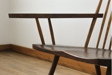 和製ヴィンテージ　小田急ハルク購入　ジョージナカシマ　LOUNGE ARM(ラウンジアーム)　One Arm(ワンアーム、片肘)　CN103　モダンに洗練された右アーム付きラウンジチェア(ジョージ・ナカシマ、アームチェア、イス、椅子、板座チェア、ビンテージ)(R-075939)