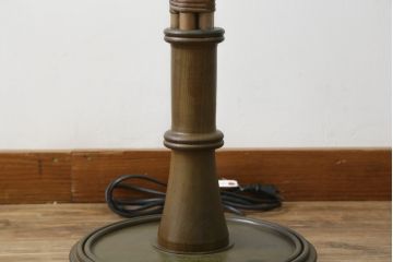 和製ビンテージ　希少デザイン　籐のシェードが涼し気な雰囲気を醸し出すラタンフロアスタンド(フロアランプ、スタンドライト、スタンド照明、ヴィンテージ)(R-075945)