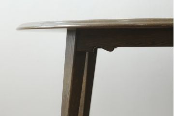 和製ビンテージ　神戸洋家具　永田良介商店　落ち着いた色味と杢目が魅力的なラウンドテーブル(ダイニングテーブル、食卓、丸テーブル、4人掛け、ヴィンテージ)(R-075946)