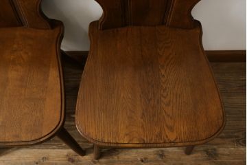 中古　希少な絶版品!!　カリモク家具(karimoku)　ルスティック(RUSTIC)　オーク材　カントリースタイルの空間づくりにおすすめなダイニングチェア3脚セット(板座チェア、椅子、イス、バラ売り可能)(R-075947)