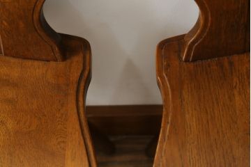 中古　希少な絶版品!!　カリモク家具(karimoku)　ルスティック(RUSTIC)　オーク材　カントリースタイルの空間づくりにおすすめなダイニングチェア3脚セット(板座チェア、椅子、イス、バラ売り可能)(R-075947)