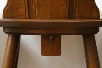 中古　希少な絶版品!!　カリモク家具(karimoku)　ルスティック(RUSTIC)　オーク材　カントリースタイルの空間づくりにおすすめなダイニングチェア3脚セット(板座チェア、椅子、イス、バラ売り可能)(R-075947)