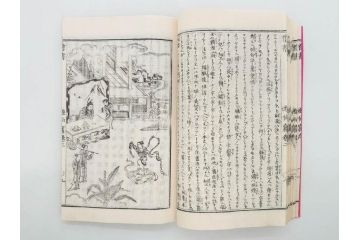 明治　頭書図画　遊仙窟鈔　松山堂書店発行　上・下2冊セット(和本、張文成、全5巻)(R-075952)