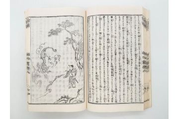 明治　頭書図画　遊仙窟鈔　松山堂書店発行　上・下2冊セット(和本、張文成、全5巻)(R-075952)