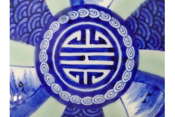 江戸〜明治　古伊万里　染付　約40cm　1尺3寸　迫力のある珍しい柄が目を惹く大皿(鳥、和皿、和食器、一尺三寸)(R-075956)