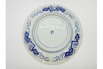 江戸〜明治　古伊万里　染付　約40cm　1尺3寸　迫力のある珍しい柄が目を惹く大皿(鳥、和皿、和食器、一尺三寸)(R-075956)