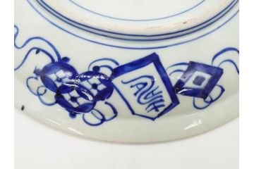江戸〜明治　古伊万里　染付　約40cm　1尺3寸　迫力のある珍しい柄が目を惹く大皿(鳥、和皿、和食器、一尺三寸)(R-075956)