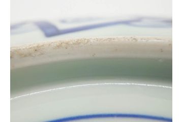 江戸〜明治　古伊万里　染付　約40cm　1尺3寸　迫力のある珍しい柄が目を惹く大皿(鳥、和皿、和食器、一尺三寸)(R-075956)