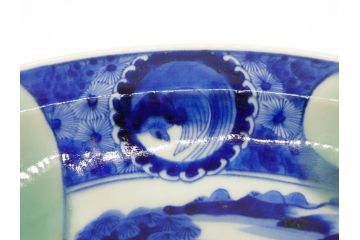 江戸〜明治　古伊万里　染付　約40cm　1尺3寸　迫力のある珍しい柄が目を惹く大皿(鳥、和皿、和食器、一尺三寸)(R-075957)