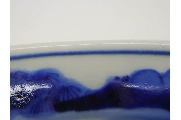 江戸〜明治　古伊万里　染付　約40cm　1尺3寸　迫力のある珍しい柄が目を惹く大皿(鳥、和皿、和食器、一尺三寸)(R-075957)