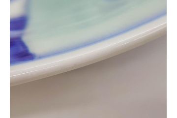 江戸〜明治　古伊万里　染付　約40cm　1尺3寸　迫力のある珍しい柄が目を惹く大皿(鳥、和皿、和食器、一尺三寸)(R-075957)