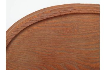 在銘　金城一国斎作　高盛絵　栗材　花に蜂図　職人による繊細な技法が素敵なお盆(作家物、漆芸、木製、楕円、オーバル、トレー、トレイ、伝統工芸品)(R-075959)