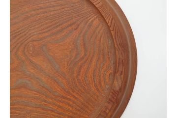 在銘　金城一国斎作　高盛絵　栗材　花に蜂図　職人による繊細な技法が素敵なお盆(作家物、漆芸、木製、楕円、オーバル、トレー、トレイ、伝統工芸品)(R-075959)