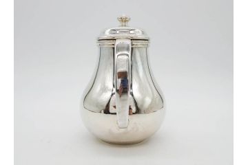 フランス　クリストフル　CHRISTOFLE　アルビ　シルバーコーティング　シンプルながら洗練されたデザインが素敵なティーポット&クリーマー(銀メッキ、ミルクポット、ミルクジャー)(R-075960)