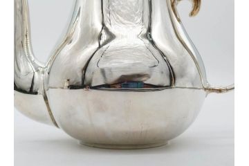 フランス　クリストフル　CHRISTOFLE　アルビ　シルバーコーティング　シンプルながら洗練されたデザインが素敵なティーポット&クリーマー(銀メッキ、ミルクポット、ミルクジャー)(R-075960)
