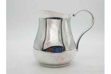 フランス　クリストフル　CHRISTOFLE　アルビ　シルバーコーティング　シンプルながら洗練されたデザインが素敵なティーポット&クリーマー(銀メッキ、ミルクポット、ミルクジャー)(R-075960)