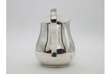 フランス　クリストフル　CHRISTOFLE　アルビ　シルバーコーティング　シンプルながら洗練されたデザインが素敵なティーポット&クリーマー(銀メッキ、ミルクポット、ミルクジャー)(R-075960)