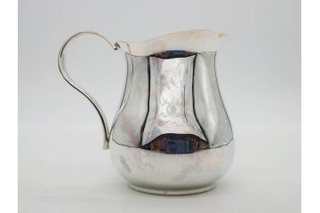 フランス　クリストフル　CHRISTOFLE　アルビ　シルバーコーティング　シンプルながら洗練されたデザインが素敵なティーポット&クリーマー(銀メッキ、ミルクポット、ミルクジャー)(R-075960)