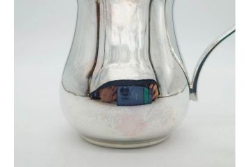 フランス　クリストフル　CHRISTOFLE　アルビ　シルバーコーティング　シンプルながら洗練されたデザインが素敵なティーポット&クリーマー(銀メッキ、ミルクポット、ミルクジャー)(R-075960)