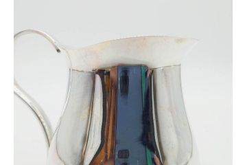 フランス　クリストフル　CHRISTOFLE　アルビ　シルバーコーティング　シンプルながら洗練されたデザインが素敵なティーポット&クリーマー(銀メッキ、ミルクポット、ミルクジャー)(R-075960)
