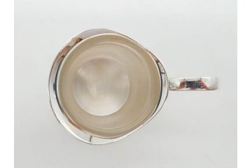 フランス　クリストフル　CHRISTOFLE　アルビ　シルバーコーティング　シンプルながら洗練されたデザインが素敵なティーポット&クリーマー(銀メッキ、ミルクポット、ミルクジャー)(R-075960)