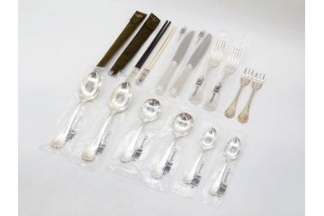 フランス　クリストフル　CHRISTOFLE　マルメゾン 　マルリー　シルバーコーティング　繊細なデザインと上品な輝きが目を惹くカトラリーセット(スプーン6本、フォーク4本、ナイフ2本、お箸2膳、銀メッキ、食器)(R-075962)