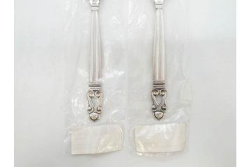 デンマーク　GEORG JENSEN(ジョージ・ジェンセン)　ACORN(エコーン)　STERLING SILVER(スターリングシルバー)　カトラリーセット(スプーン6本、ナイフ6本、フォーク12本、合計24本、銀製、SV925、食器、箱付き)(R-075963)