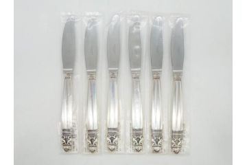 デンマーク　GEORG JENSEN(ジョージ・ジェンセン)　ACORN(エコーン)　STERLING SILVER(スターリングシルバー)　カトラリーセット(スプーン6本、ナイフ6本、フォーク12本、合計24本、銀製、SV925、食器、箱付き)(R-075963)