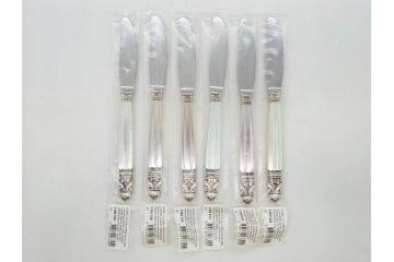 デンマーク　GEORG JENSEN(ジョージ・ジェンセン)　ACORN(エコーン)　STERLING SILVER(スターリングシルバー)　カトラリーセット(スプーン6本、ナイフ6本、フォーク12本、合計24本、銀製、SV925、食器、箱付き)(R-075963)
