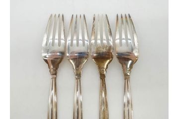 デンマーク　GEORG JENSEN(ジョージ・ジェンセン)　ACORN(エコーン)　STERLING SILVER(スターリングシルバー)　カトラリーセット(スプーン6本、ナイフ6本、フォーク12本、合計24本、銀製、SV925、食器、箱付き)(R-075963)