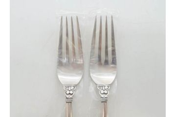 デンマーク　GEORG JENSEN(ジョージ・ジェンセン)　ACORN(エコーン)　STERLING SILVER(スターリングシルバー)　カトラリーセット(スプーン6本、ナイフ6本、フォーク12本、合計24本、銀製、SV925、食器、箱付き)(R-075963)