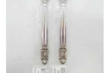 デンマーク　GEORG JENSEN(ジョージ・ジェンセン)　ACORN(エコーン)　STERLING SILVER(スターリングシルバー)　カトラリーセット(スプーン6本、ナイフ6本、フォーク12本、合計24本、銀製、SV925、食器、箱付き)(R-075963)