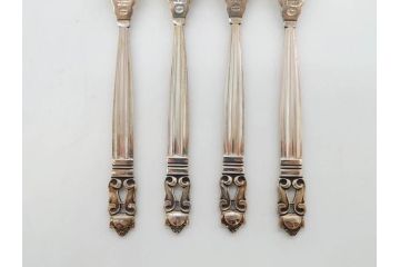 デンマーク　GEORG JENSEN(ジョージ・ジェンセン)　ACORN(エコーン)　STERLING SILVER(スターリングシルバー)　カトラリーセット(スプーン6本、ナイフ6本、フォーク12本、合計24本、銀製、SV925、食器、箱付き)(R-075963)