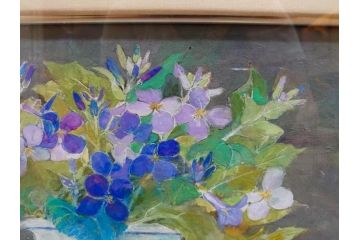 真作　三輪敦子　「初夏に咲く」　F4号　日本画(花、共シール、絵画、額装)(R-075964)