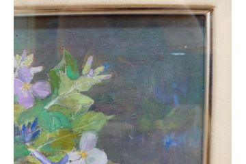 真作　三輪敦子　「初夏に咲く」　F4号　日本画(花、共シール、絵画、額装)(R-075964)