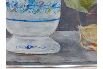 真作　三輪敦子　「初夏に咲く」　F4号　日本画(花、共シール、絵画、額装)(R-075964)