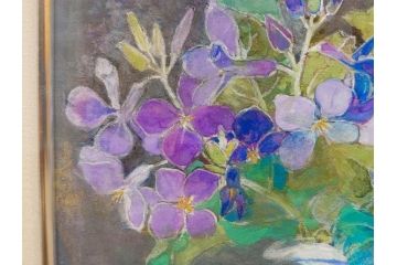 真作　三輪敦子　「初夏に咲く」　F4号　日本画(花、共シール、絵画、額装)(R-075964)